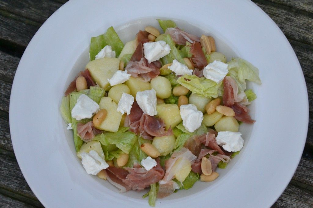 Krieltjessalade geitenkaas en ham