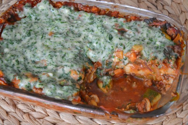 Lasagne met groen dekentje
