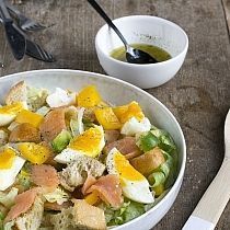 Salade ei en gerookte zalm
