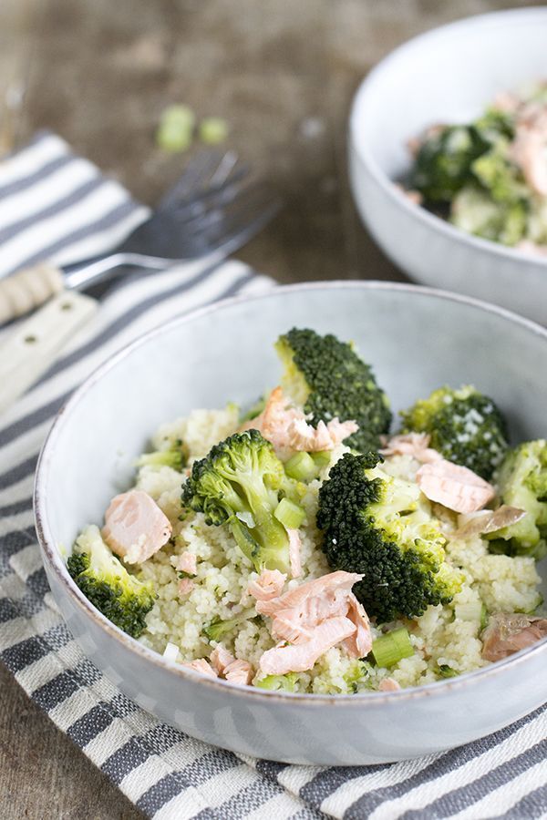 Couscous met broccoli en zalm • recept Brenda Kookt!