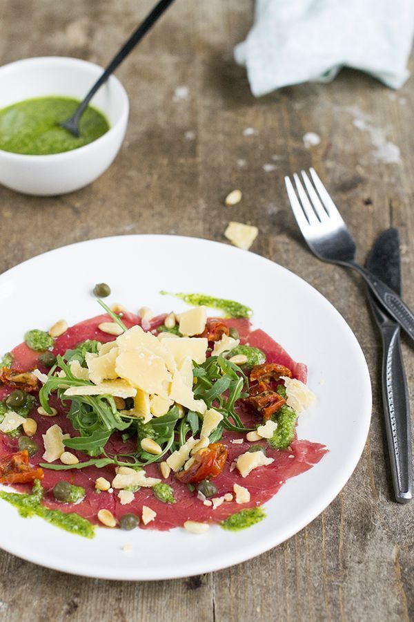 Carpaccio met pestodressing Brenda Kookt!