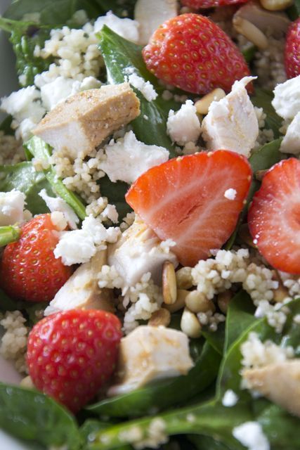 Aardbei-spinazie salade