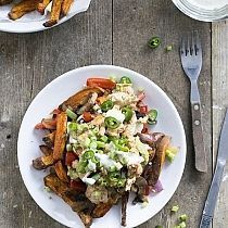 Kapsalon met zoete aardappel en kopshoarma recept