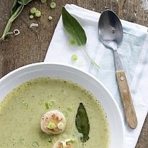 Courgettesoep met salie en coquilles recept