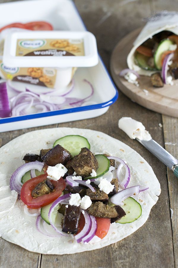 Vegetarische Gyros van aubergine