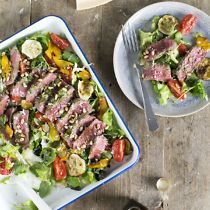 Biefstuksalade met pesto