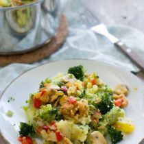 Broccolistamppot met shoarma
