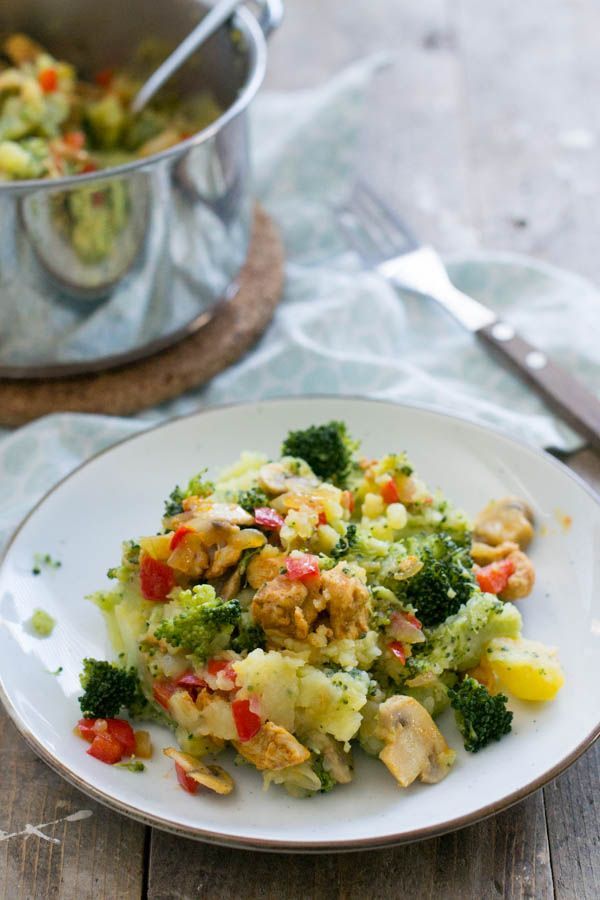 Broccolistamppot met shoarma