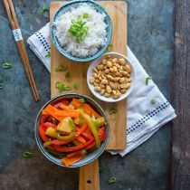 Kokosrijst met zoetzure paprika - glutenvrij eten