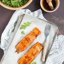 Zalm uit de oven met maple syrup en sojasaus