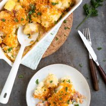Bloemkool ovenschotel met ham en kaas