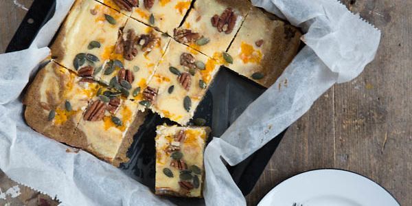 Cheesecake pompoen blondies