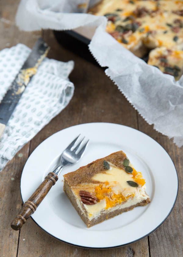 Cheesecake pompoen blondies