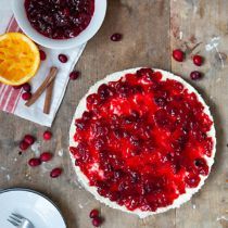 Cranberry Monchoutaart met witte chocolade