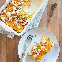 Pompoenlasagne met courgette en ricotta